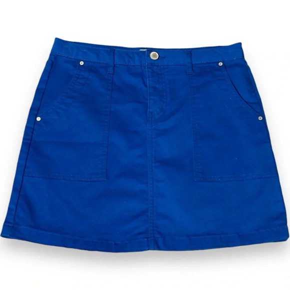 Copper Key Dresses & Skirts - Copper Key Royal Blue Cotton Square Front Pockets Fitted Mini Skirt Size L